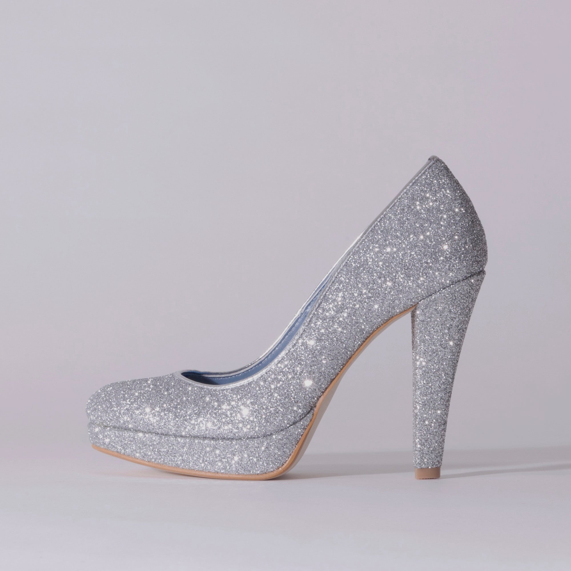 12cm Glitter Close Toe / Silver – BENIR